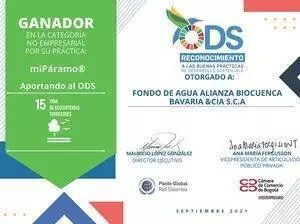 Certificado Fondo de Agua Alianza BioCuenca Bavaria