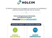 HOLCIM COLOMBIA REAFIRMA SU COMPROMISO CON EL PAÍS MEDIANTE LA INICIATIVA SOLIDARIA